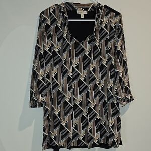 Dana Buchman Black and White Graphic Tunic Blouse
